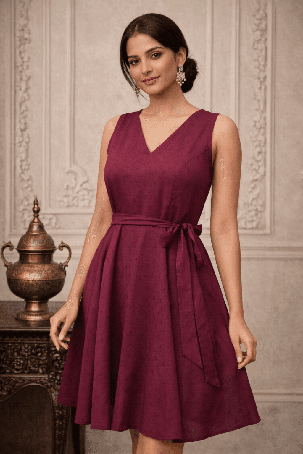 Fit & Flare Sleeveless Short Dress - Image 1